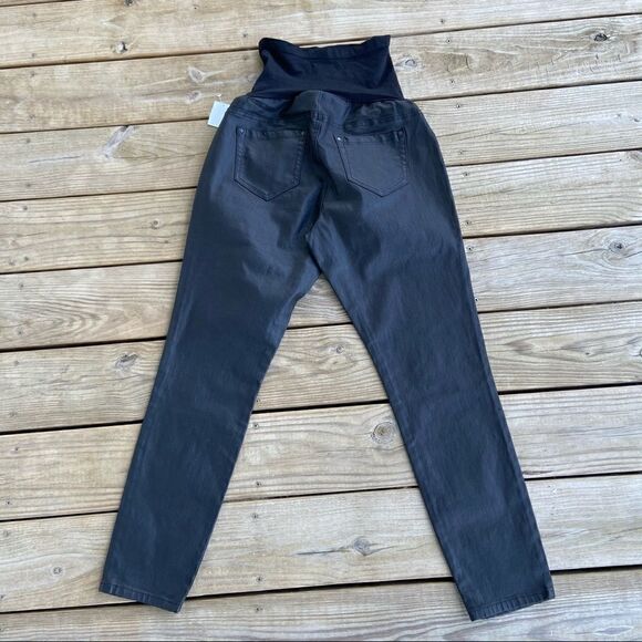 NEW Indigo Blue Black Waxed Denim Maternity Jeans - Picture 3 of 5